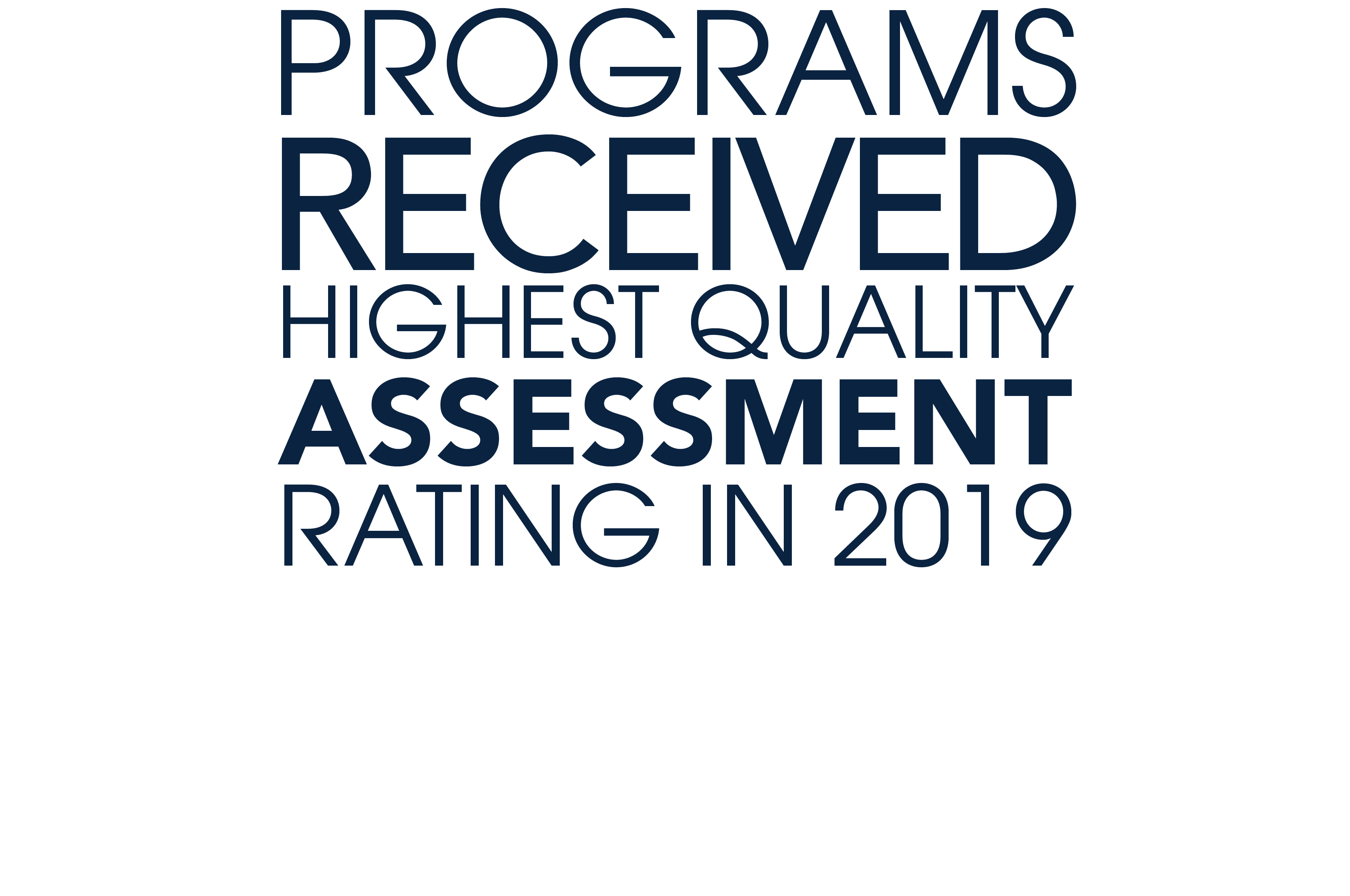 Programs recieved highest quality assessment rating in 2019